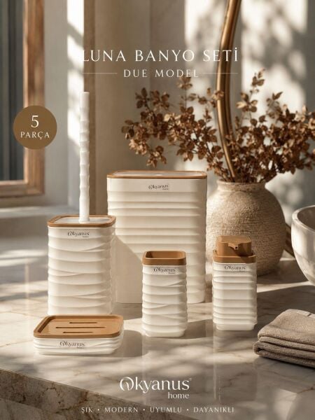 Okyanus Home Luna Beyaz Due Kare 5'li Banyo Seti