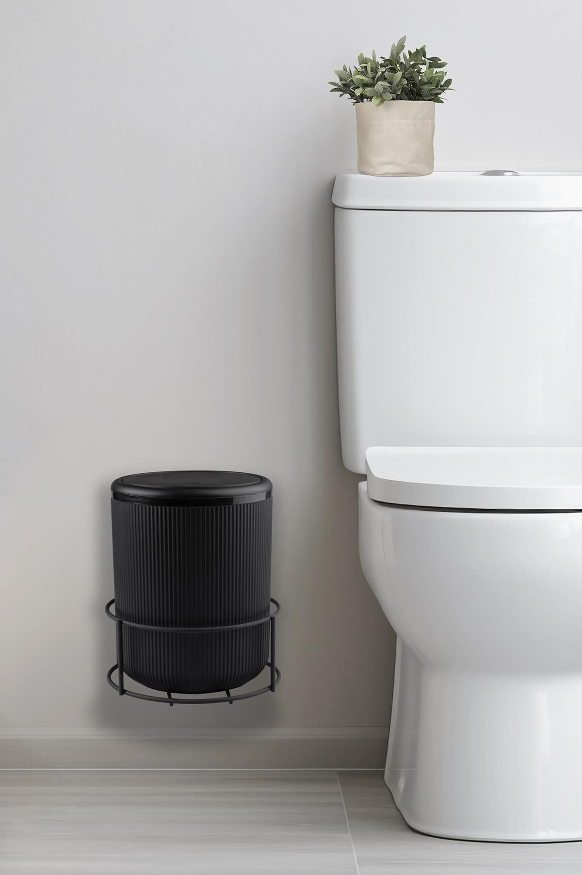 Okyanus Home Siyah Eko Magic Askılı Yuvarlak Linea Çöp Kovası