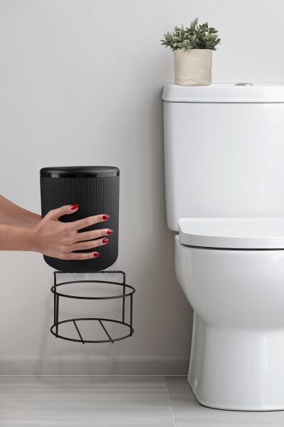 Okyanus Home Siyah Eko Magic Askılı Yuvarlak Linea Çöp Kovası