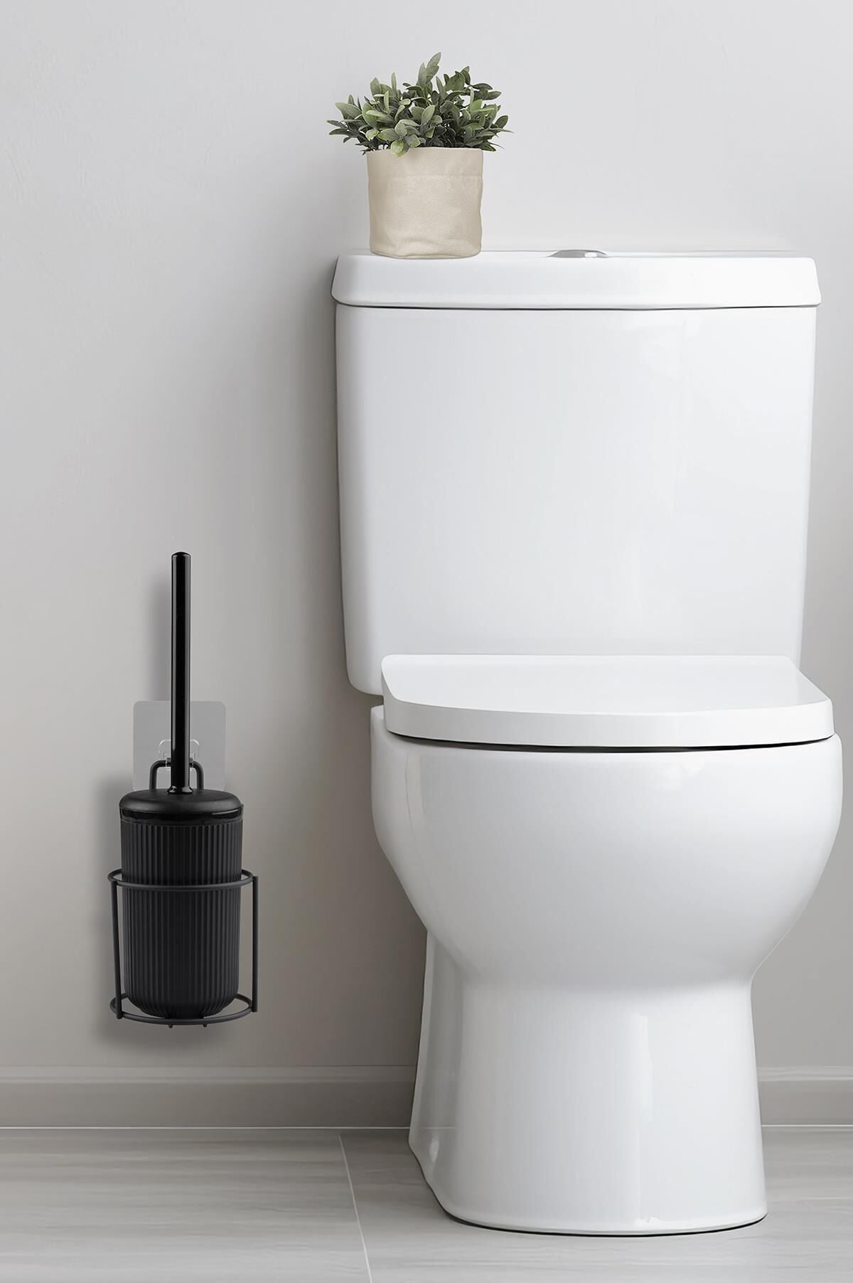 Okyanus Home Siyah Eko Magic Askılı Yuvarlak Mina Wc Fırçalık