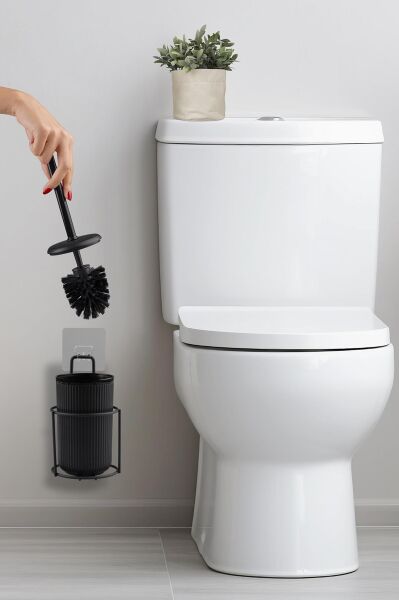 Okyanus Home Siyah Eko Magic Askılı Yuvarlak Mina Wc Fırçalık