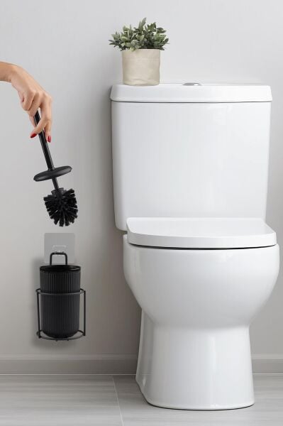 Okyanus Home Siyah Eko Magic Askılı Yuvarlak Mina Wc Fırçalık