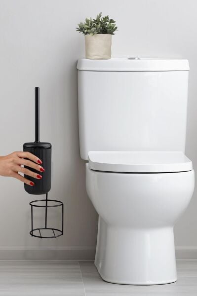 Okyanus Home Siyah Eko Magic Askılı Yuvarlak Mina Wc Fırçalık