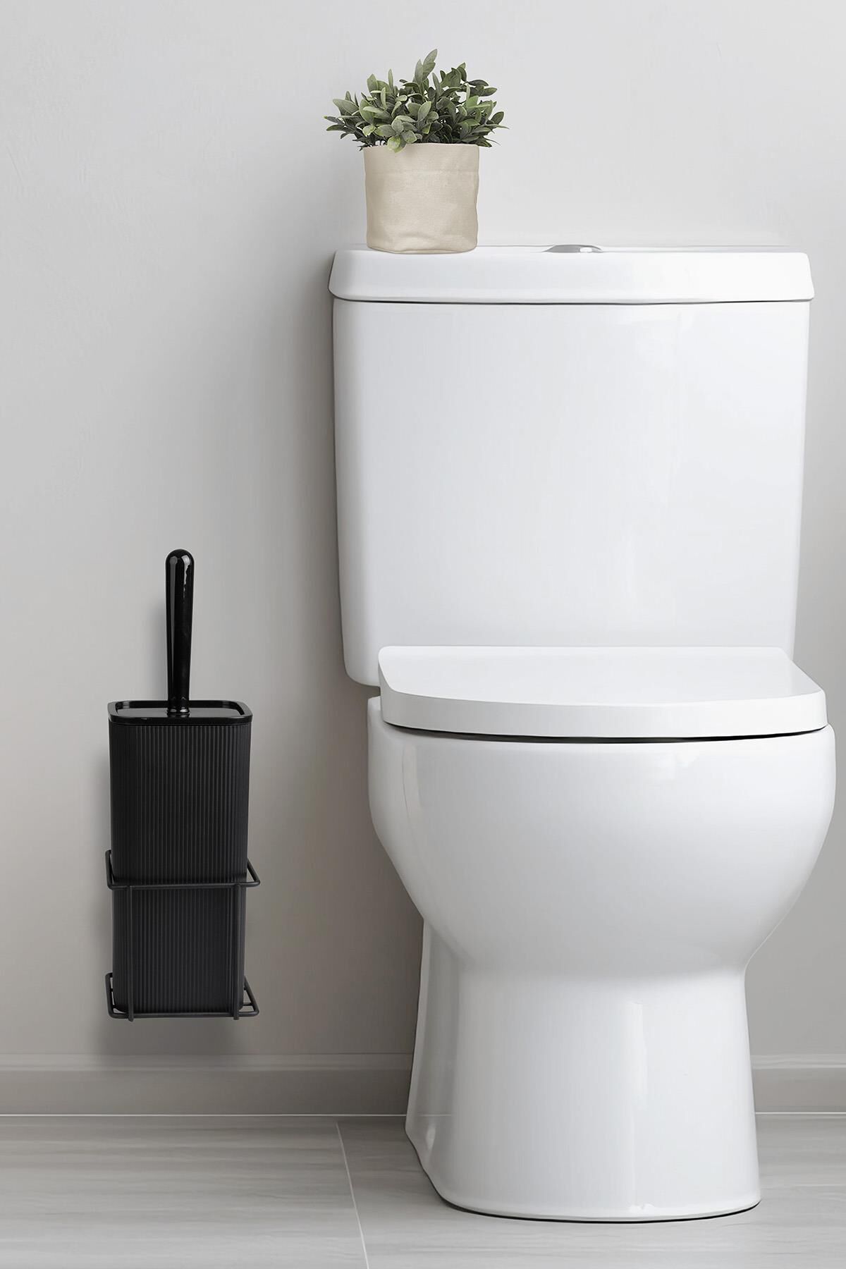 Okyanus Home Siyah Eko Magic Askılı Kare Mina Wc Fırçalık