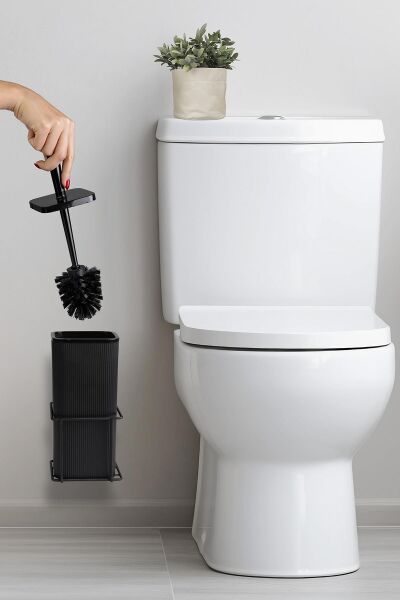 Okyanus Home Siyah Eko Magic Askılı Kare Mina Wc Fırçalık