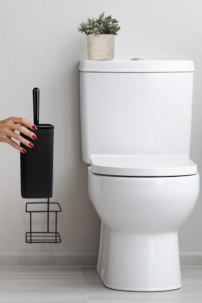 Okyanus Home Siyah Eko Magic Askılı Kare Mina Wc Fırçalık
