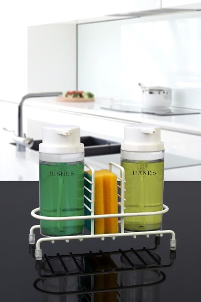 Okyanus Home Beyaz Deluxe Yuvarlak Standlı 2'li Şeffaf Sıvı Sabunluk