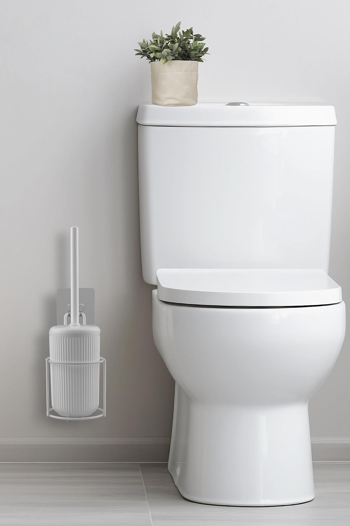 Okyanus Home Beyaz Eko Magic Askılı Yuvarlak Linea Wc Fırçalık