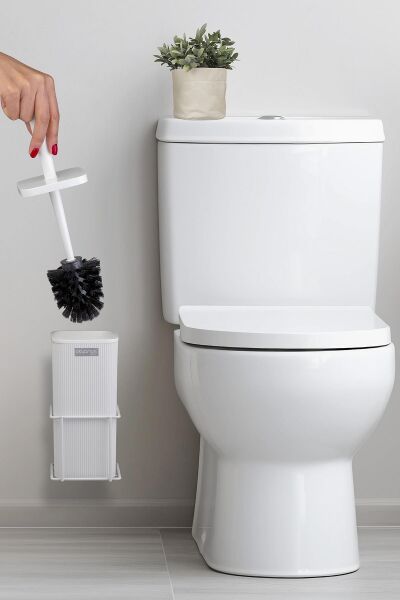 Okyanus Home Beyaz Eko Magic Askılı Kare Mina Wc Fırçalık
