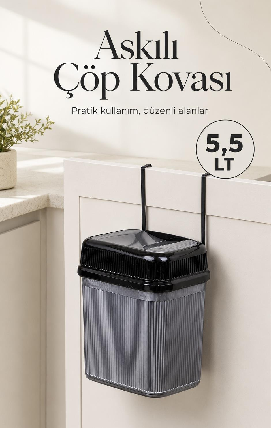 Okyanus Home Askılı Çöp Kovası 5,5 L