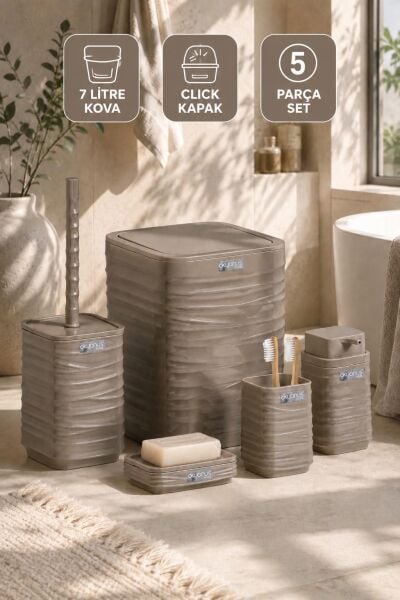 Okyanus Home Luna Vizon Kare 5'li Banyo Seti
