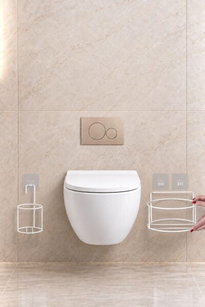 Okyanus Home Beyaz Eko Magic Askılı Yuvarlak Linea 2'li Wc Kova ve Fırça Seti