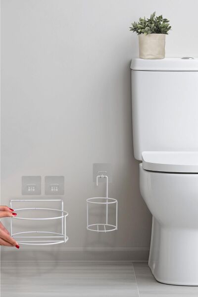 Okyanus Home Beyaz Eko Magic Askılı Yuvarlak Linea 2'li Wc Kova ve Fırça Seti