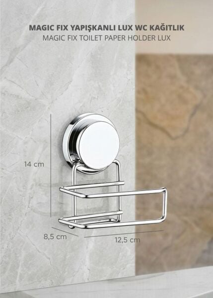 Okyanus Home Magic Fix Sihirli Yapışkan Krom Lux WC Kağıtlık