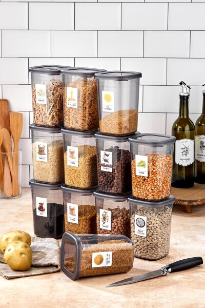 Okyanus Home 12 Adet Etiketli Saklama Kabı 1200 ml