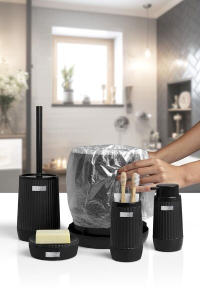 Okyanus Home Nida Siyah 5'li Banyo Seti