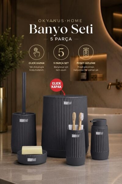 Okyanus Home Nida Antrasit 5'li Banyo Seti