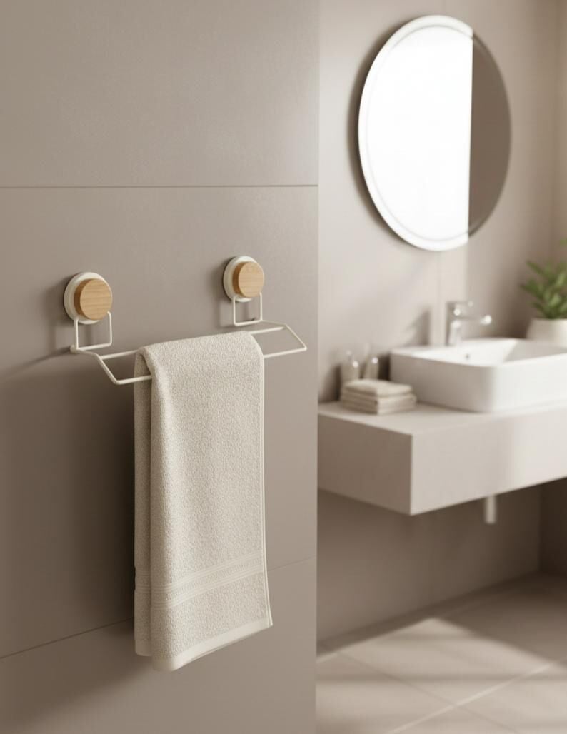 Okyanus Home Ahşap Desenli Magic Fix Sihirli Yapışkan Beyaz Uzun Havluluk