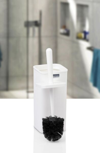 Okyanus Home Mina Beyaz Çizgili Kare Wc Fırçalık
