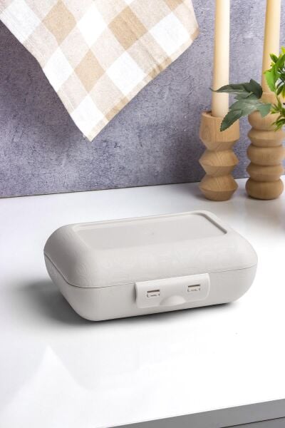 Okyanus Home Bej Lunch Box 2 Katlı 5 bölmeli Kendinden Çatal Kaşıklı Beslenme Kutusu