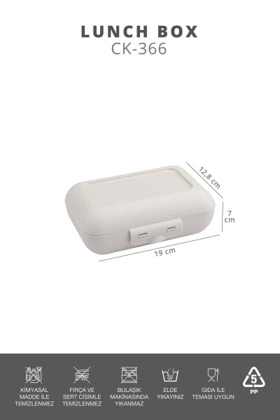 Okyanus Home Bej Lunch Box 2 Katlı 5 bölmeli Kendinden Çatal Kaşıklı Beslenme Kutusu