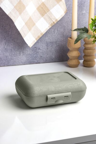 Okyanus Home Yeşil Lunch Box 2 Katlı 5 bölmeli Kendinden Çatal Kaşıklı Beslenme Kutusu