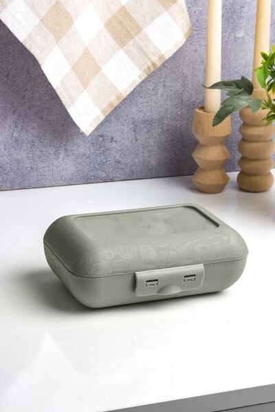 Okyanus Home Yeşil Lunch Box 2 Katlı 5 bölmeli Kendinden Çatal Kaşıklı Beslenme Kutusu