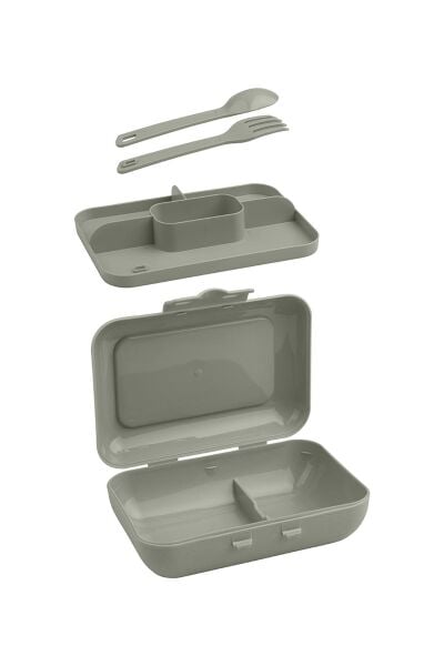 Okyanus Home Yeşil Lunch Box 2 Katlı 5 bölmeli Kendinden Çatal Kaşıklı Beslenme Kutusu