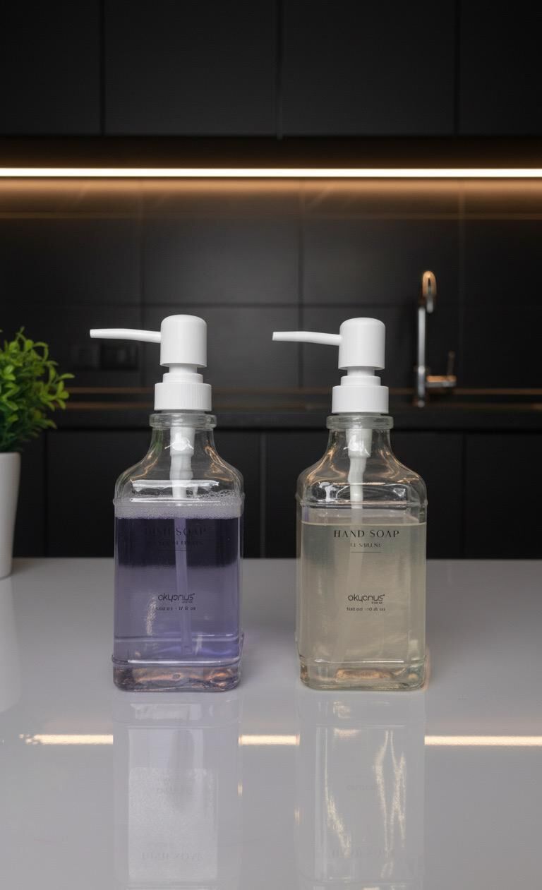 Okyanus Home Beyaz Pompalı İkili Kare Cam Sıvı Sabunluk 500ml