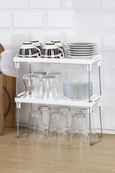 Okyanus Home Metal Ayaklı Tek Katlı Pratik Raf Düzenleyici 14x30