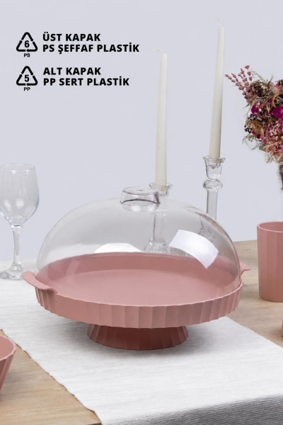 Okyanus Home Coliseum Ayaklı Pudra Yuvarlak Kek - Pasta Fanusu