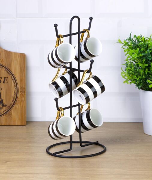 Okyanus Home Siyah Kupa ve Fincan Askılığı