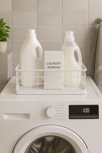 Okyanus Home Dikdörtgen Beyaz Metal Organizer Sepet Maxi 18x33 Cm