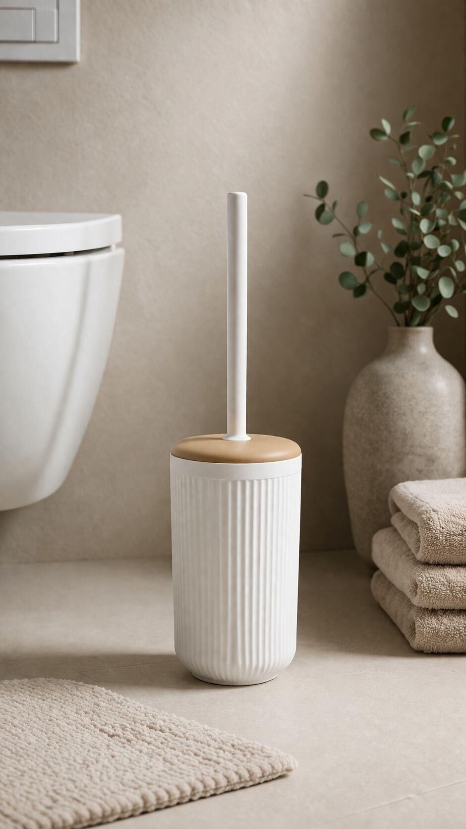 Okyanus Home Linea Due Kırık Beyaz WC Fırçalık