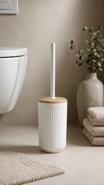 Okyanus Home Linea Due Kırık Beyaz WC Fırçalık