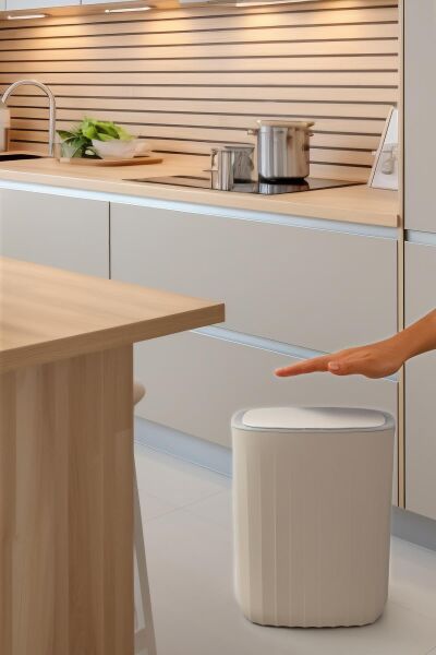 Okyanus Home Hareket Sensörlü 12lt Kırık Beyaz Çöp Kovası