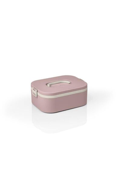Okyanus Home Paslanmaz Çelik Hazneli Lunch Box Tek Katlı Kendinden Çatal Kaşıklı Beslenme Kutusu Pembe