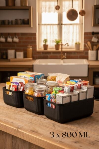 Okyanus Home Linea Smart Box Siyah 3'lü Set 2400 Ml