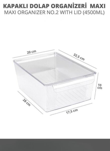 Okyanus Home 3 Boy Kapaklı Şeffaf Buzdolabı Organizeri ve Saklama Kabı 3'lü 3500ML-4500ML-6500ML
