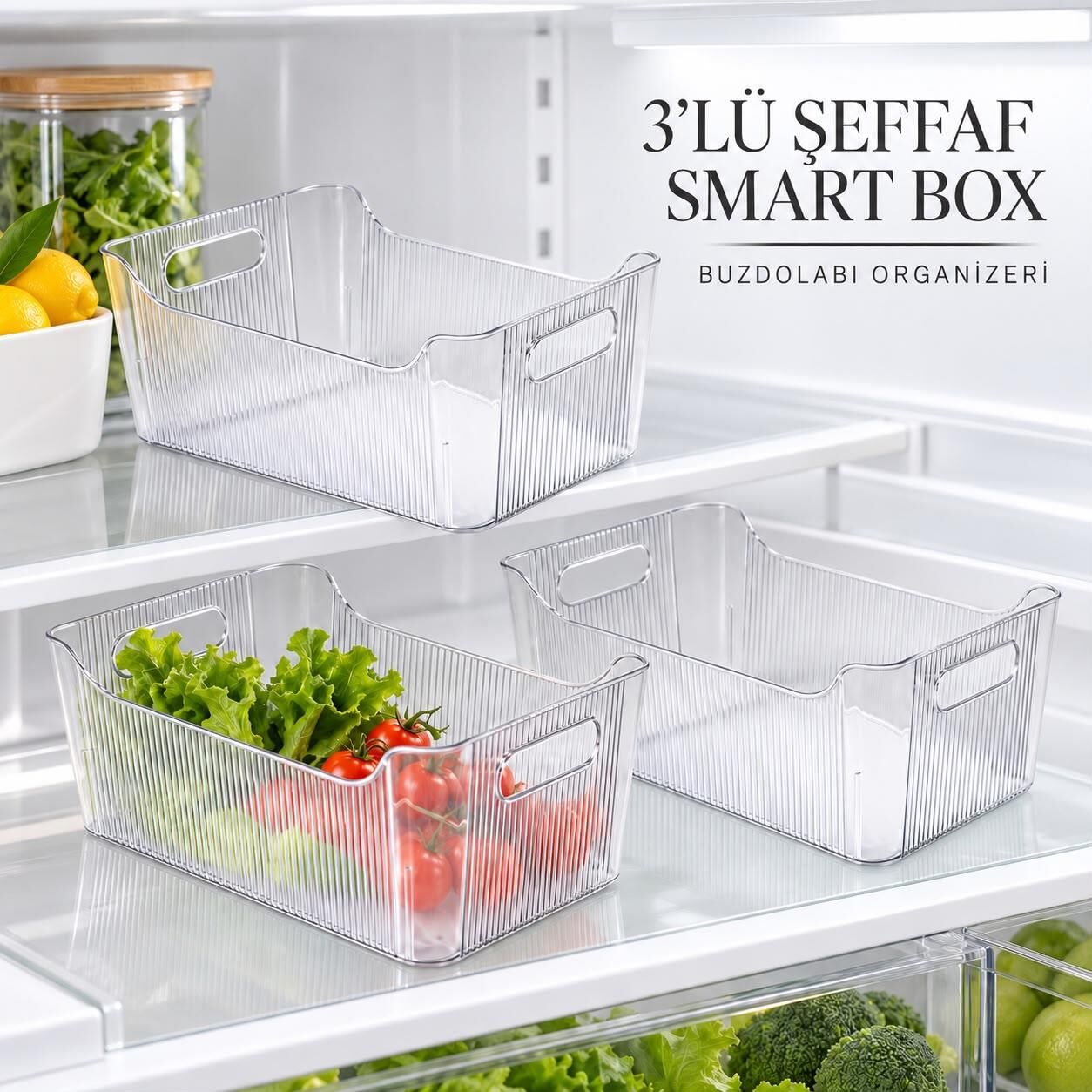 Okyanus Home Smart Box Şeffaf 3'lü Set 2000ML
