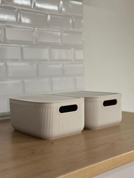 Okyanus Home Linea Smart Box Bej 2,4 Lt 2 Adet Kapaklı Çok Amaçlı Saklama Kutusu