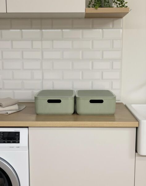 Okyanus Home Linea Smart Box Yeşil 4,5 Lt 2 Adet Kapaklı Çok Amaçlı Saklama Kutusu