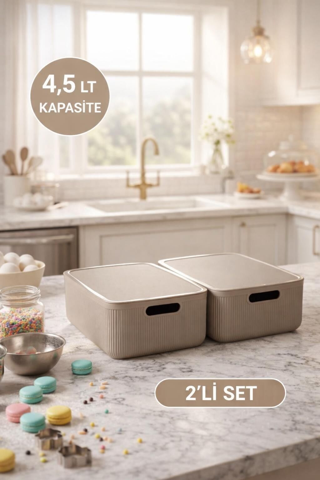 Okyanus Home Linea Smart Box Vizon 4,5 Lt 2 Adet Kapaklı Çok Amaçlı Saklama Kutusu