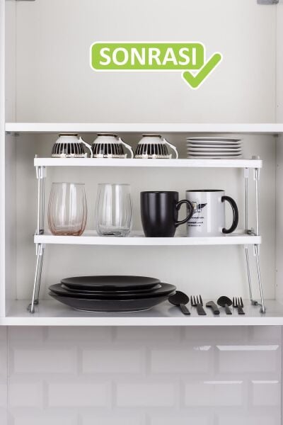 Okyanus Home Metal Ayaklı Tek Katlı Pratik Raf Düzenleyici 20x45