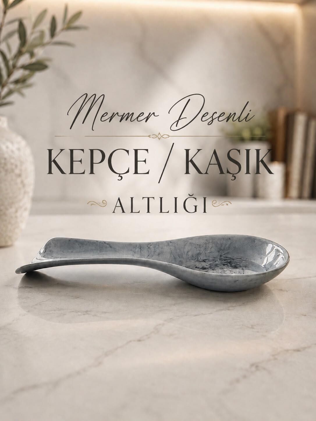 Okyanus Home Mermer Desen Kepçe Kaşık Altlığı