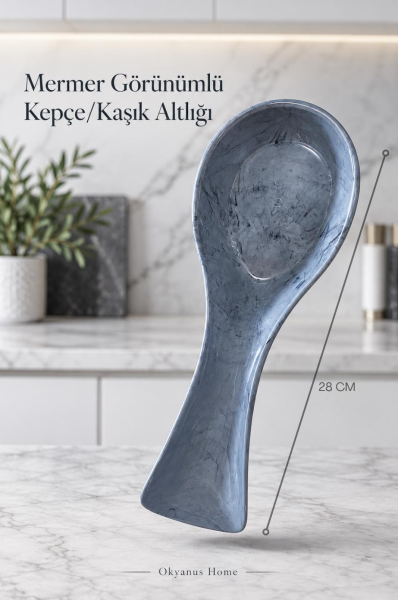 Okyanus Home Mermer Desen Kepçe Kaşık Altlığı