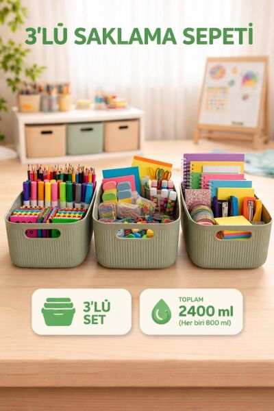 Okyanus Home Linea Smart Box Yeşil 3'lü Set 2400 Ml