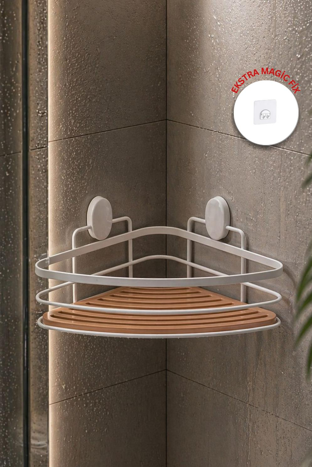 Okyanus Home Eko Magic Yapıştır&Vidala Due Tek Katlı Üçgen Lamalı Şampuanlık 21 cm / Beyaz