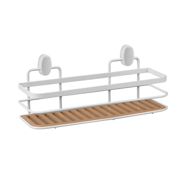 Okyanus Home Eko Magic Yapıştır&Vidala Due Tek Katlı Dikdörtgen Lamalı Şampuanlık 9,5 X 28,5 cm / Beyaz