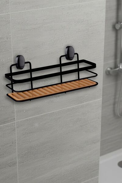 Okyanus Home Eko Magic Yapıştır&Vidala Due Tek Katlı Dikdörtgen Lamalı Şampuanlık 9,5 X 28,5 cm / Siyah